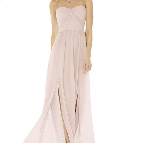 SOCIAL Bridesmaids Strapless Georgette Gown Blush Size 10 - Picture 8 of 10